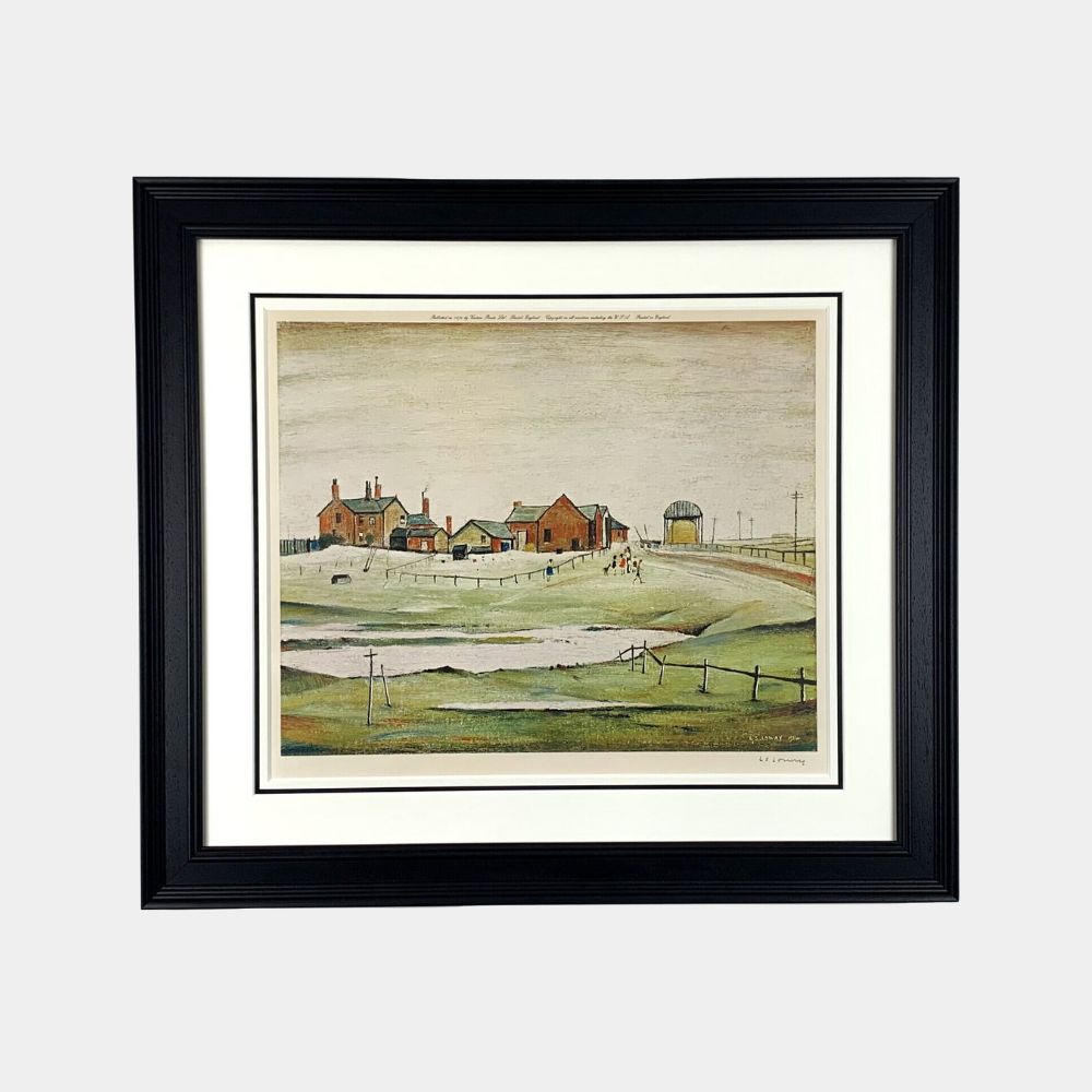 L.S. Lowry, Landscape With Farm Buildings, 1974