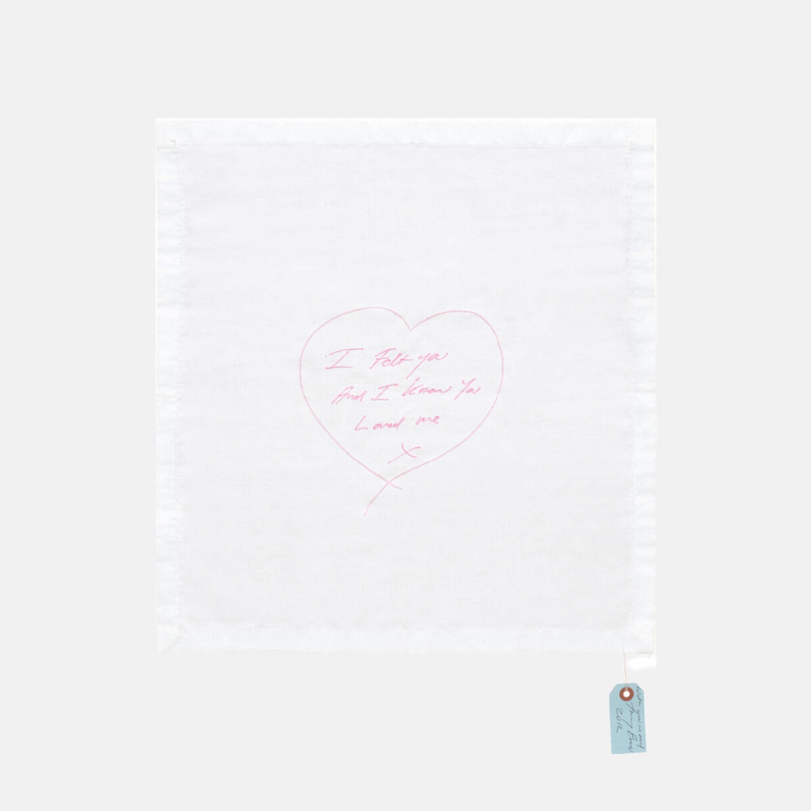 Tracey Emin, I Felt You and I Knew You Loved Me, Napkin (Pink), 2012 For Sale | Lougher Contemporary 