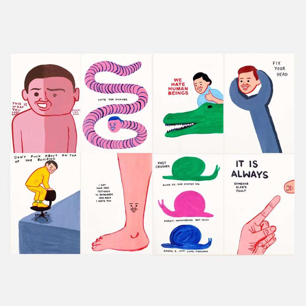 Joan Cornella x David Shrigley, Vote (Set of 8 - Vertical), 2022 For Sale - Lougher Contemporary