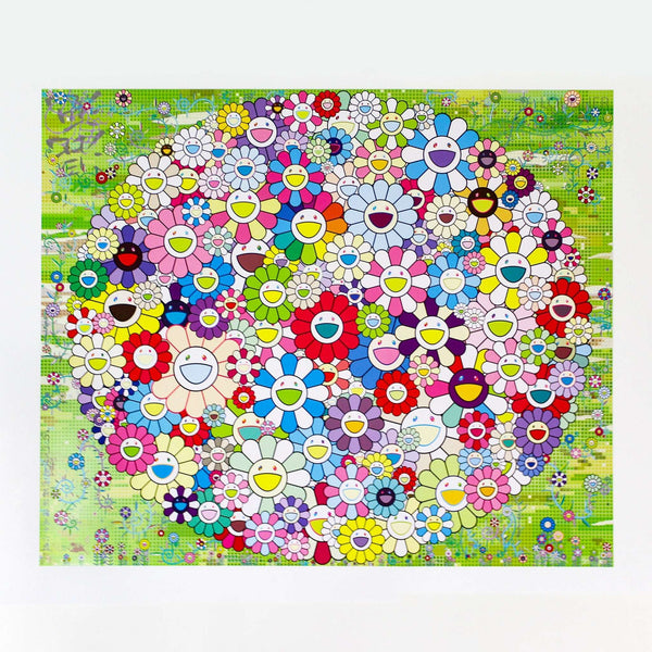 Takashi Murakami - Black Flowers and Skulls Round (TM/KK for BLM)